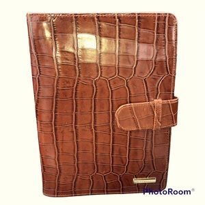 VINTAGE Liz Claiborne Leather & Co. Personal Size Croco Leather Ringed Planner
